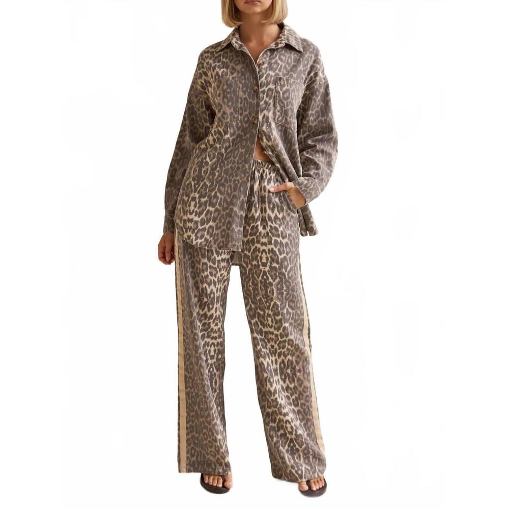 NEW ROSA CLOTHING effortless and chic stripe bar long pants in leopard - Picture 5 of 7